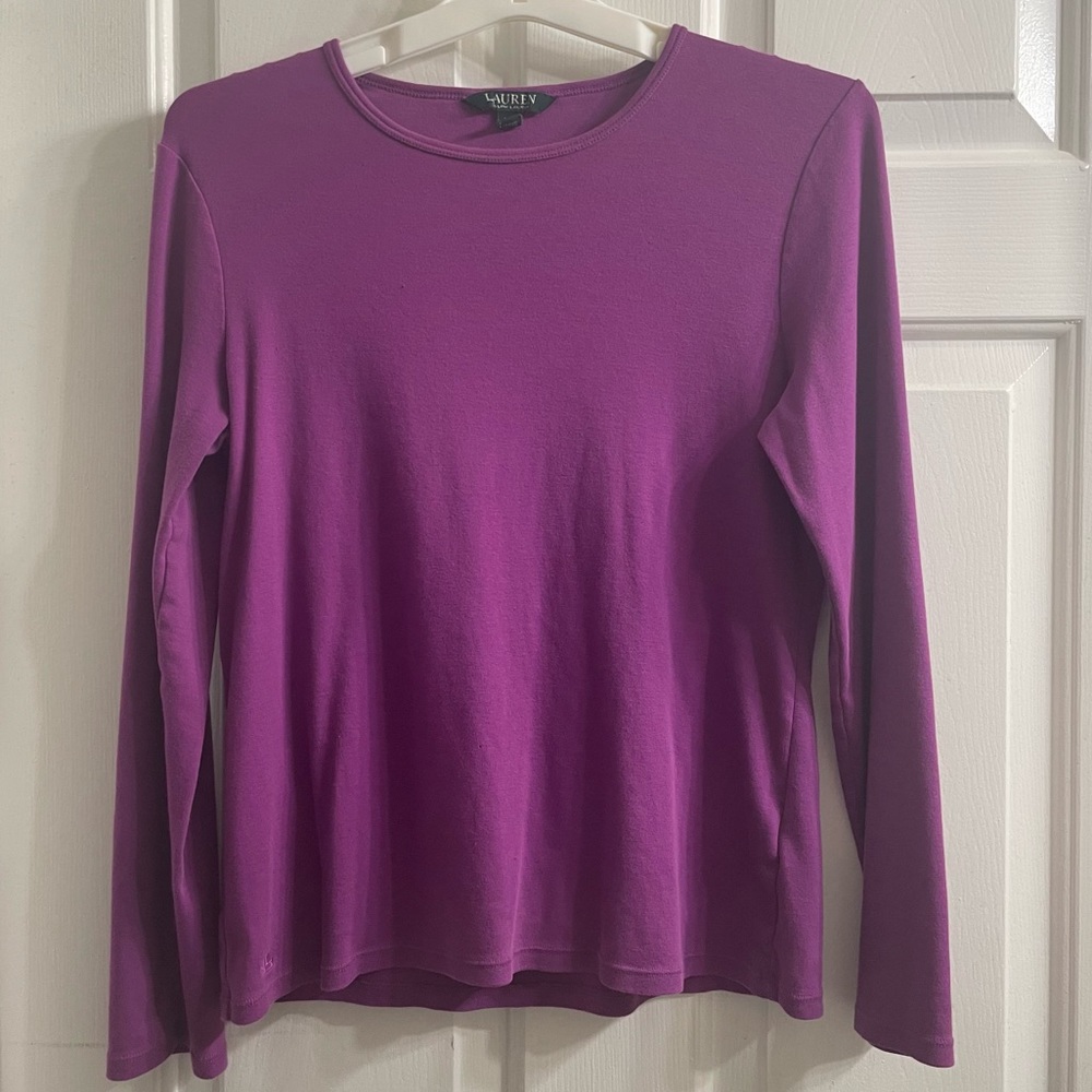 Ralph Lauren long sleeve solid fuchsia shirt size Large